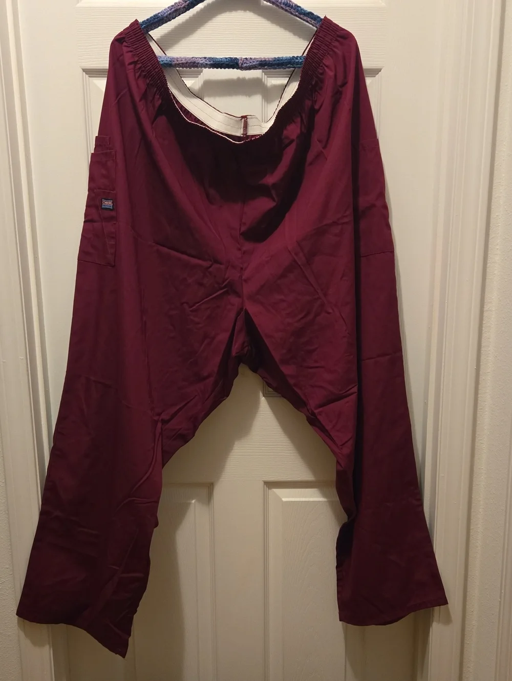 Cherokee Men's Burgandy Wine Elastic-Waist Scrub Pants 5XL